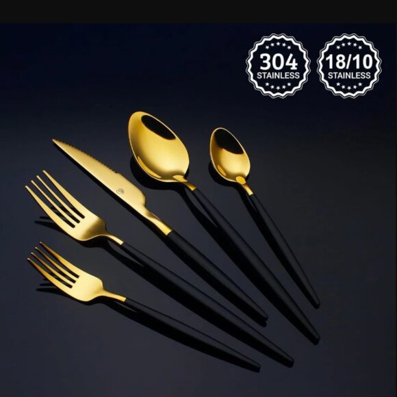 NIP 22 Piece Mirror Polished Cutlery Set Stainless Steel Flatware - Picture 1 of 7